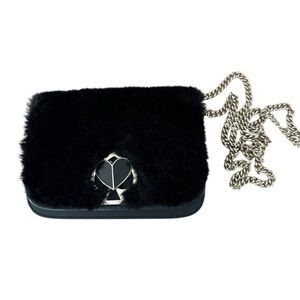 Kate Spade Nicola Faux Fur Crossbody Gold Chain Bag Purse